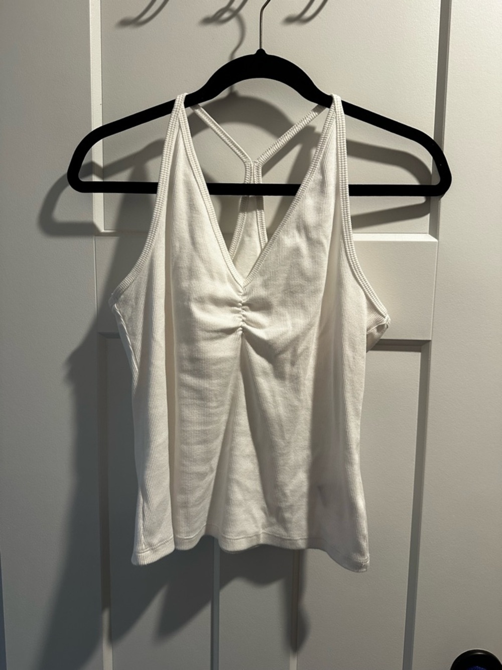 Old Navy White V-Neck Strappy Back Tank Top